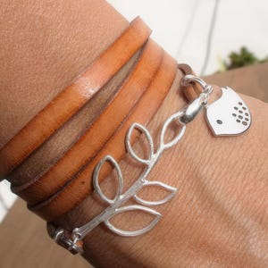 Personalized Leather & Silver Charm Bracelet • Handmade for Her