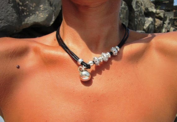 Silver Beaded Necklace with Charm • Bohemian Handmade jewelry • Matching Necklaces for Women • Personalized Jewelry Gift for Her by Kekugi