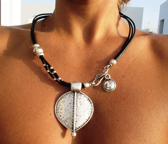 Custom Statement Silver Necklace • Beaded Couples Necklace Pendant Charm • Custom Personalized Jewelry • Best Selling Items Gift for Her