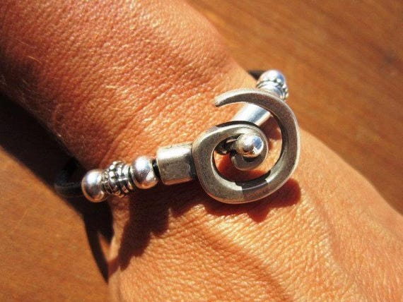 Leather & Silver Charm Beaded Bracelet • Handmade Jewelry Gift for Her • Custom Bracelet Gift • Personalized Jewelry Gifts by Kekugi