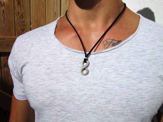 Infinity Silver Couples Necklace for Men – Charm Necklace Custom Gift Mens Jewelry Gifts for Men Unique Handmade by Kekugi