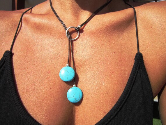 Bohemian Y lariat turquoise necklace • Couples Boho necklace • Best Selling Items Gift for Her • Personalized Jewelry gifts by kekugi