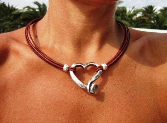 Heart necklaces jewelry, silver heart Pendant necklace, beaded necklaces for women