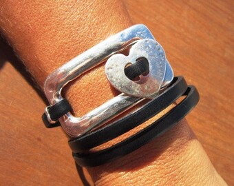 wrap bracelet, heart bracelet, heart jewelry, Women's bracelets, silver bracelet, leather bracelet, beaded Bracelets, charm Bracelets