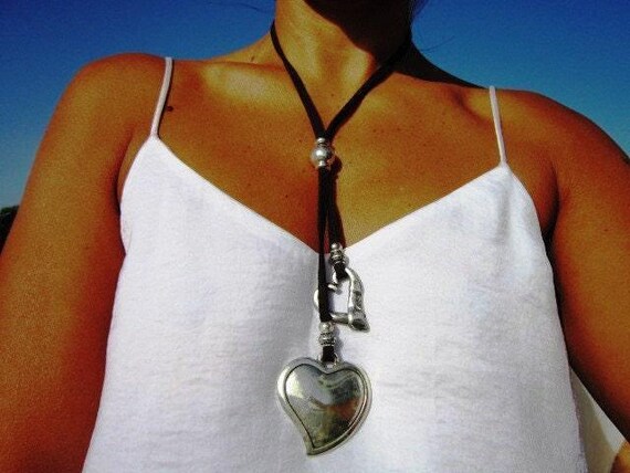 Couples Chunky Necklace with silver Heart Pendant • Beaded Necklaces for Women • Personalized Jewelry Gifts Best selling items Gift for Her