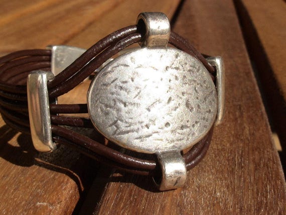 Silver & Leather Custom Bracelet Gift for Her • Personalized Handmade Jewelry Gift • Beaded Charm Bracelet Personalized Gifts for Birthday