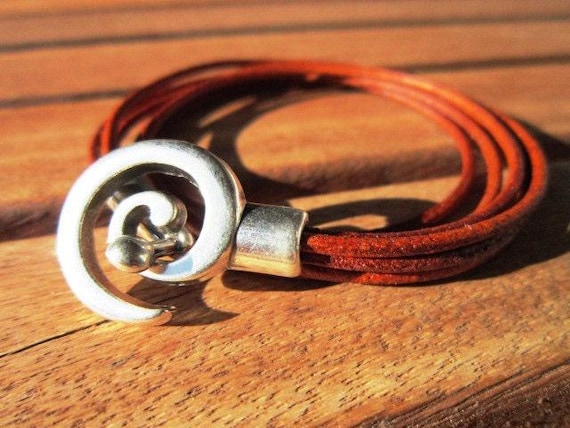 Bohemian Leather and Silver Beaded Bracelet Jewelry • Handmade Personalized Jewelry Gifts • Custom Bracelet Gift for Her by Kekugi