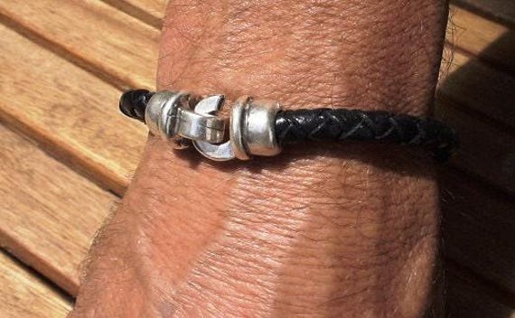 Personalized Leather & Silver Beaded Bracelet Gifts for Men • Handmade Mens Jewelry • Birthday Gift or Custom Jewelry Gift for Him by Kekugi