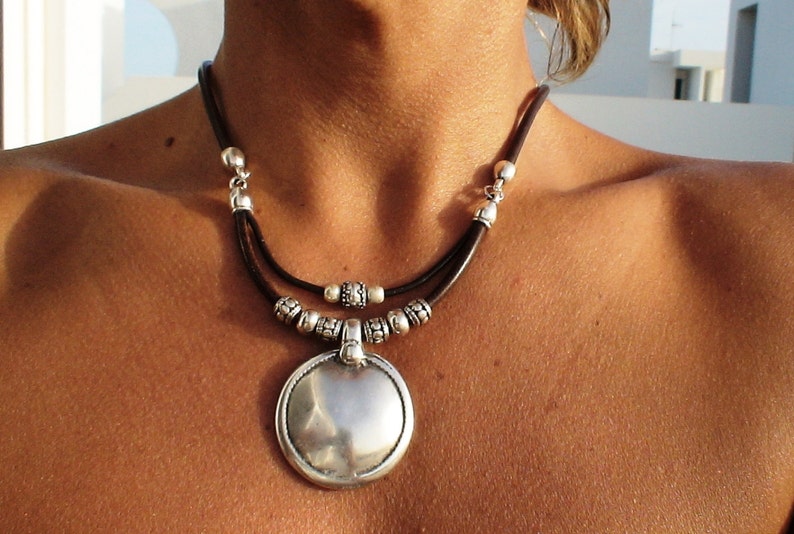 tribal costume jewelry, fashion jewelry, silver pendants necklaces, etsy choker necklace kekugi image 2