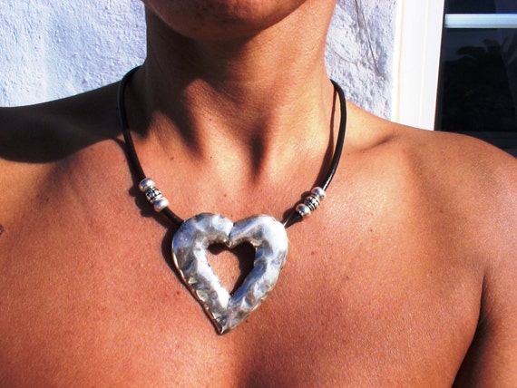 Heart necklaces jewelry, silver heart Pendant necklace, beaded necklaces for women