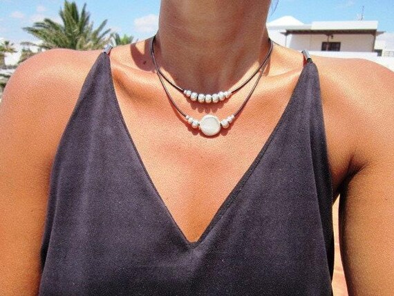 Couples Beaded unique Necklace Silver Heart Charm • Handmade couples jewelry Necklaces for Women • Personalized Best selling items Gifts