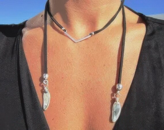 Statement Chunky silver pendant Necklace Handmade Products • layered beaded necklace • Bohemian Personalized Jewelry Gift for Her or Host