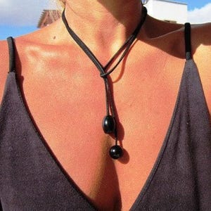 Best Selling Items Y Lariat obsidian onyx Necklace Gift for Her • Bohemian jewelry Necklaces for Women image 8
