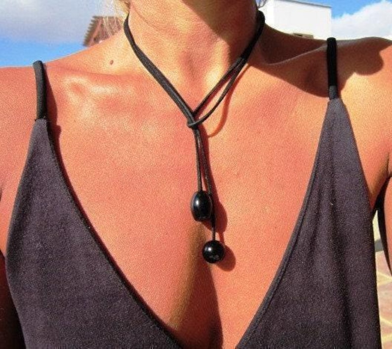 Best Selling Items Y Lariat obsidian onyx Necklace Gift for Her • Bohemian jewelry Necklaces for Women image 8