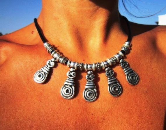 Silver Beaded Necklace with Charm • Bohemian Handmade jewelry Necklaces for Women • Personalized Jewelry Gift for Her top Sellers by kekugi