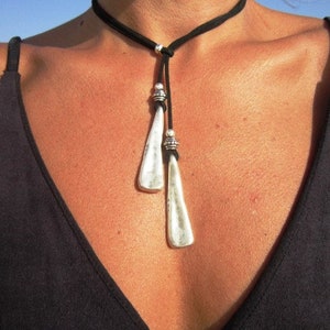 Bohemian necklace, y necklace, lariat necklace, leather necklaces for women, pendant necklace, boho necklace, leather necklace image 3