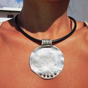 Boho jewelry, bohemian jewelry, hippy jewelry, bohemian necklaces, boho necklaces, silver jewelry, fashion jewelry, womens leather necklace image 4