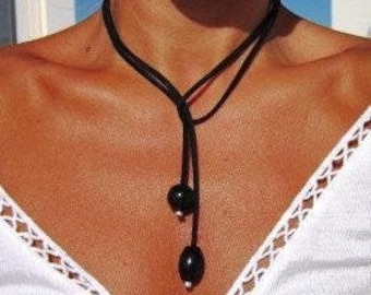 Best Selling Items Y Lariat obsidian onyx Necklace Gift for Her • Bohemian jewelry Necklaces for Women • Personalized Jewelry gifts