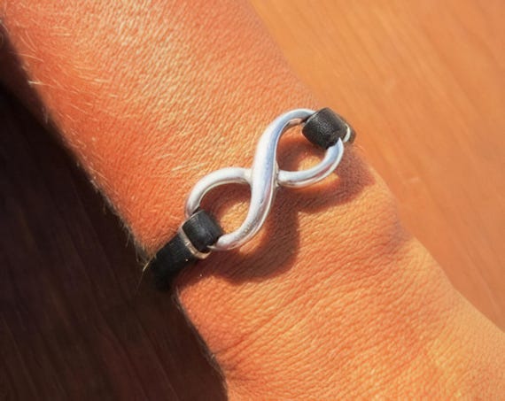 Leather & Silver Mens Bracelet • Matching Couple Bracelets • Custom mens bracelet Gift for him • Best Selling Items jewelry by Kekugi