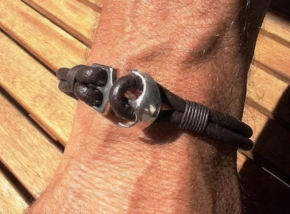 Leather & Silver Mens Bracelet • Matching Couple Bracelets • Custom mens bracelet Gift for him • Best Selling Items jewelry by Kekugi