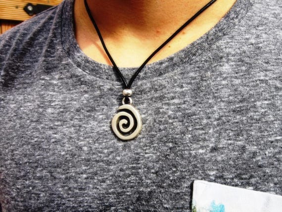 Mens Necklace Leather Pendant Necklace – Handmade Jewelry Gift for Him Personalized Jewelry by Kekugi