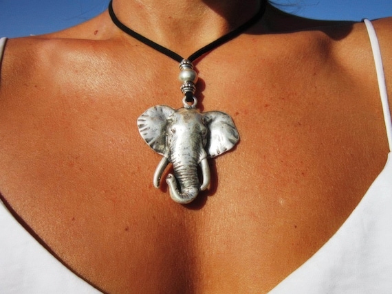 Silver Pendant Elephant Necklace Charm • Necklaces for Women • Bohemian Handmade Jewelry • Best selling items Custom Host Gift for her