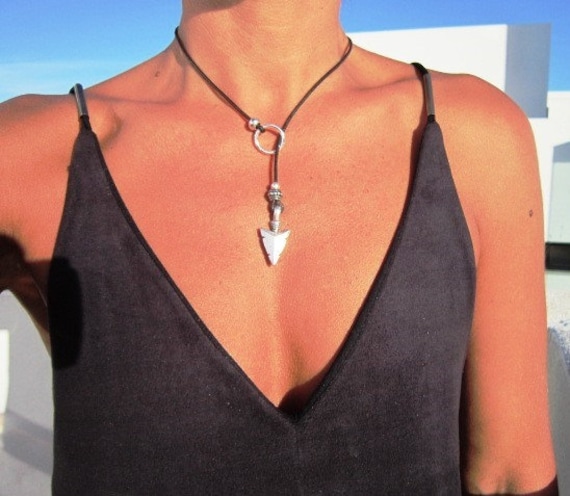 Boho Arrow Y Necklace   Silver Lariat Jewelry  Bohemian Charm