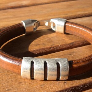 Personalized Leather & Silver Beaded Bracelet Gifts for Men • Handmade Mens Jewelry • Birthday Gift or Custom Jewelry Gift for Him by Kekugi