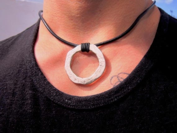 Mens Necklace Leather Pendant Necklace – Handmade Jewelry Gift for Him Personalized Jewelry by Kekugi
