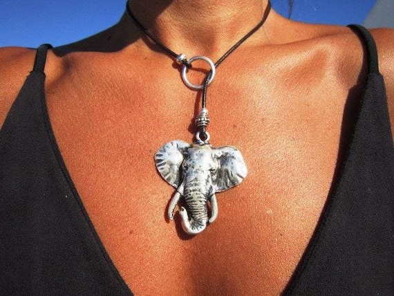 silver elephant necklace, Personalized pendant necklace jewelry gift for her by kekugi