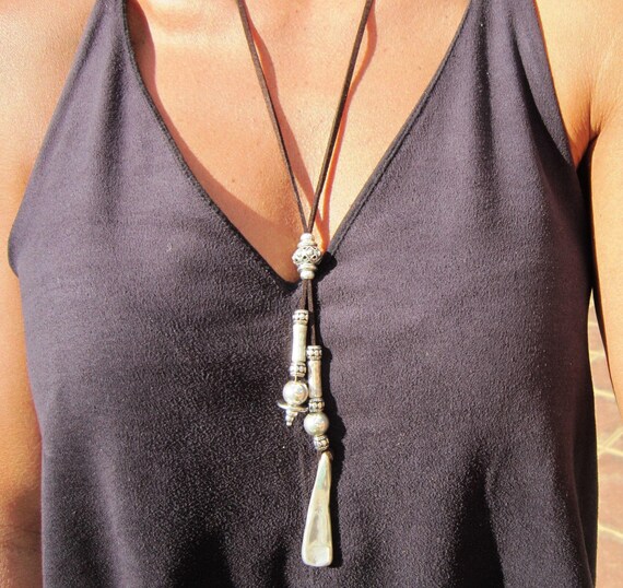 Silver Chunky Couples Necklace Pendant • Beaded Charm Necklace • Personalized Neotribal Jewelry Gifts Best selling items Host Gift for Her