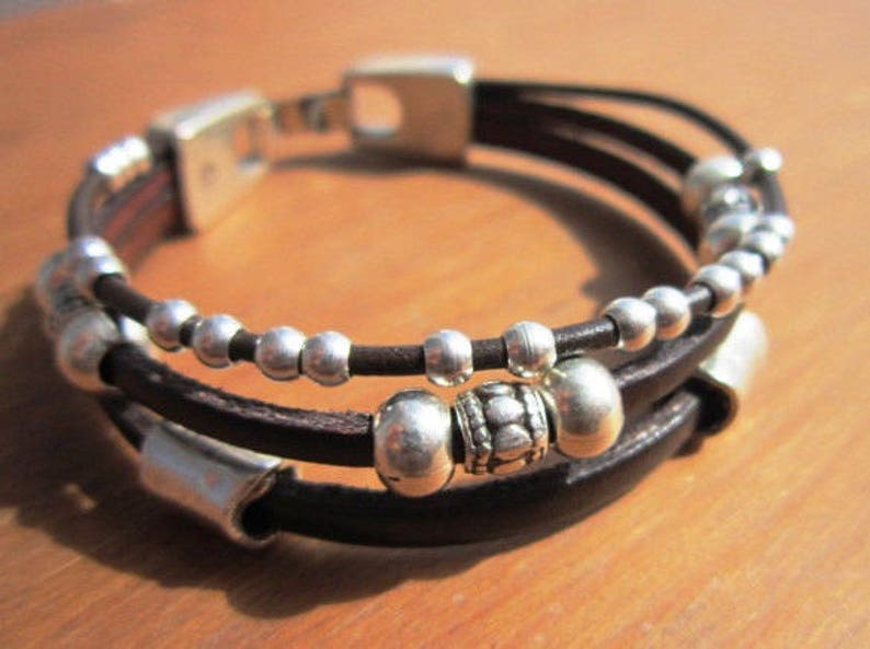 multi strand bracelet, boho cuff, boho jewelry, womens bracelets, cool bracelets, cool leather bracelet, cool jewelry, fashion jewelry image 1