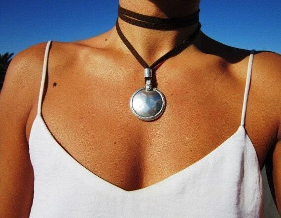 Layered Statement Silver Beaded Necklace with Boho coin pendant • Couples Necklace Handmade Personalized Jewelry by Kekugi