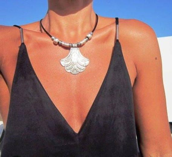 Custom Statement Silver Beaded Necklace with Pendant Charm • Custom Personalized Jewelry • Best Seller Design Gift for Her