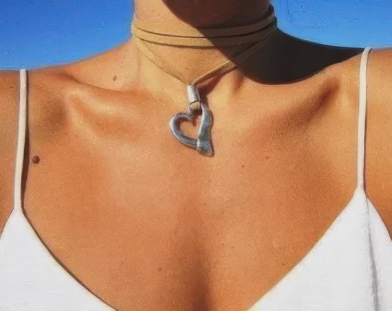 Couples Chunky Heart Necklace Pendant • Necklaces for Women • Personalized Jewelry Gifts Best selling items • Gift for Her or Galentine Gift