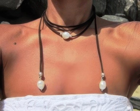 Statement Chunky silver pearl Necklace Handmade Products • layered beaded necklace • Bohemian Personalized Jewelry Gift for Her or Host