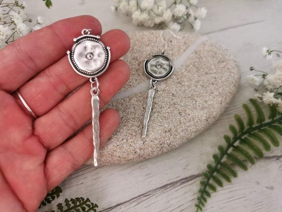 Gift for her hook sterling silver earrings dangle, statement drop beaded earrings. Personalized handmade jewelry, cute boho unique earrings.