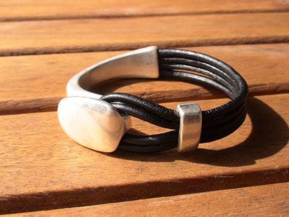 Leather & Silver Charm Beaded Bracelet • Handmade Jewelry Gift for Her • Custom Bracelet Gift • Personalized Jewelry Gifts by Kekugi