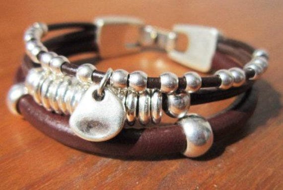 Custom Charm Silver Beaded Bracelet • Bohemian Handmade Jewelry • Personalized Custom jewelry Gift for Her & Birthday Gift by kekugi