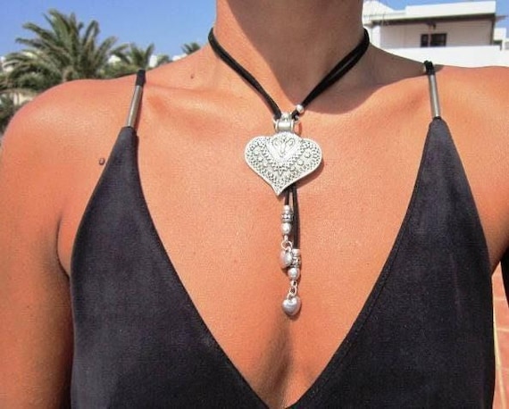 Y lariat Necklace Heart charm Couples Necklace • Beaded Necklaces for Women • Personalized Jewelry Gifts Best selling items • Gift for Her