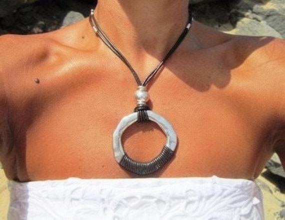 Ring Beaded Necklace with Silver charm • Bohemian Handmade Personalized Jewelry • Best selling items birthday  or anniversary Gift for her