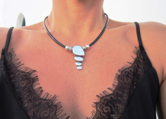 Unique Silver Beaded Necklace with Charm • Bohemian Handmade jewelry • Necklaces for Women • Personalized Jewelry Gift for Her by Kekugi