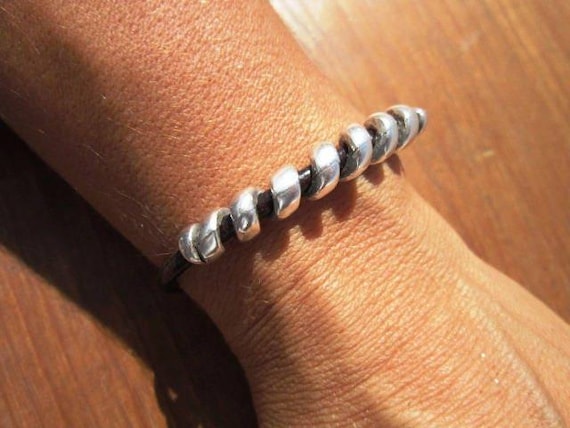 Leather & Silver Charm Beaded Bracelet • Handmade Jewelry Gift for Her • Custom Bracelet Gift • Personalized Jewelry Gifts by Kekugi