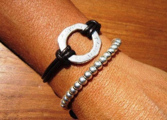 Leather & Silver Bracelets for Women • Matching Couple Bracelets • Custom bracelet Gift for women • Best Selling Items jewelry by Kekugi