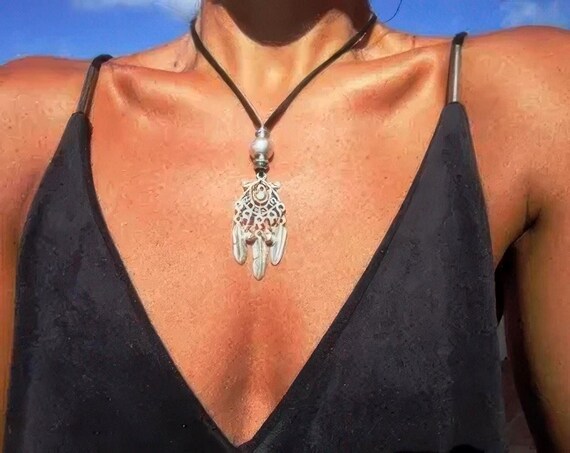 Long Pendant Necklaces for Women Best Selling Items • Unique Chunky Pendant dreamcatcher Necklace • Personalized Jewelry Gifts for Her