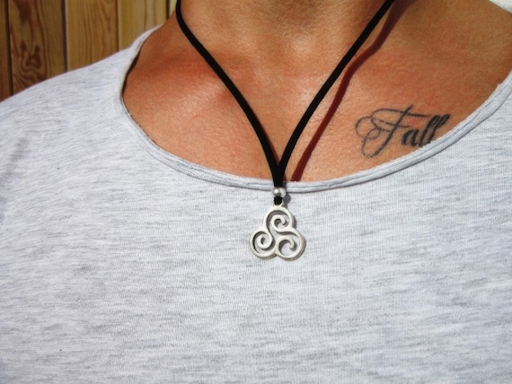 Mens Necklace Leather Pendant Necklace – Handmade Jewelry Gift for Him Personalized Jewelry by Kekugi