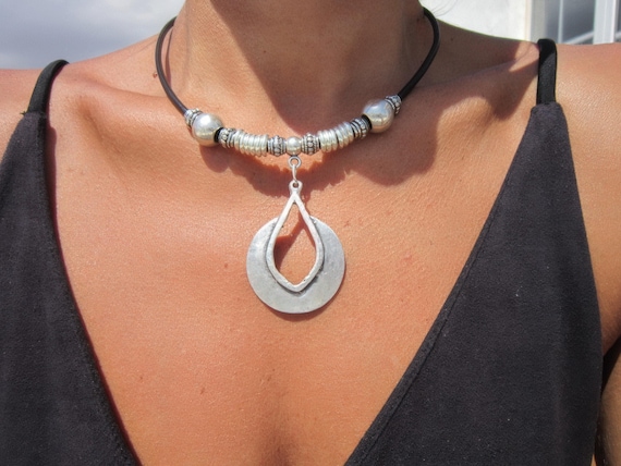 Silver Beaded Necklace with Charm • Bohemian Handmade jewelry • Necklaces for Women • Personalized Jewelry Best Selling Items Gift for Her