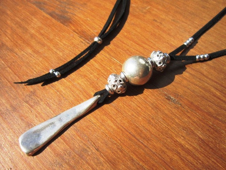 long necklace, pendant necklace, bohemian jewelry, sterling silver, silver necklaces, necklaces for women, womens necklace, sterling silver image 2