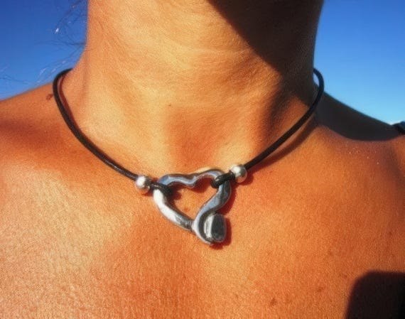 Couples Beaded Necklace with Silver Heart Pendant Charm • Bohemian Handmade jewelry Necklaces for Women • Personalized Jewelry Gift for Her