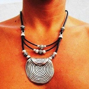 Custom Statement Silver Beaded Necklace with Pendant Charm • Custom Personalized Greek Jewelry • Best Selling items Gift for Her